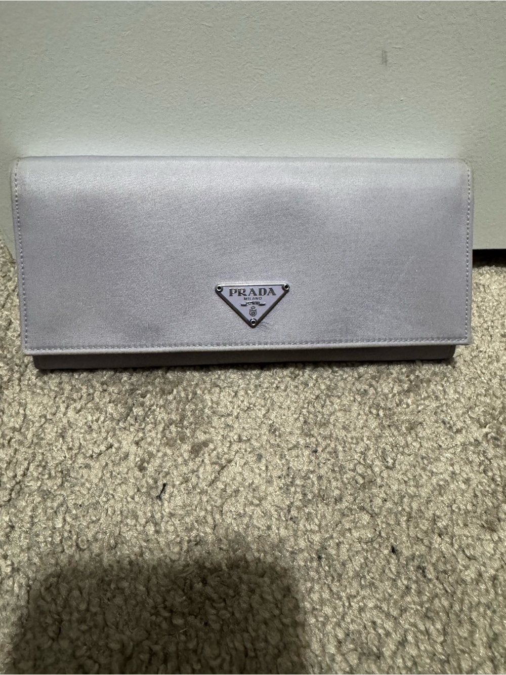 Prada Satin Envelope Clutch — Pale Lavender